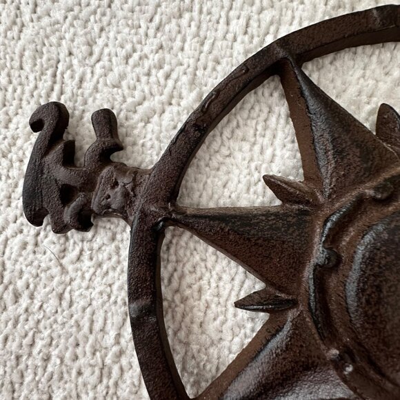 Rustic Cast Iron Compass Rose Wall Decor – Nautical Vintage Style - Picture 2 of 7